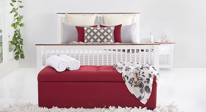 Savron Upholstered Storage Bench(Sangeria Red)